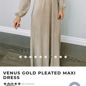 Baltic Born Venus Gold Pleated Dress